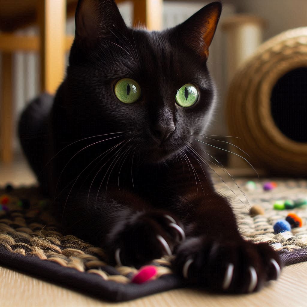 Мурзик играет с игрушками